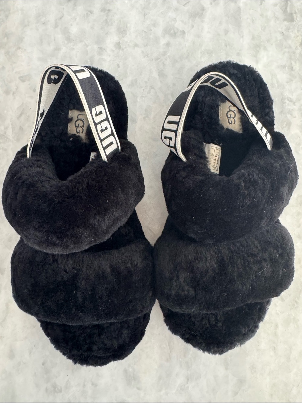 UGG Black Shearling Slingback Slides